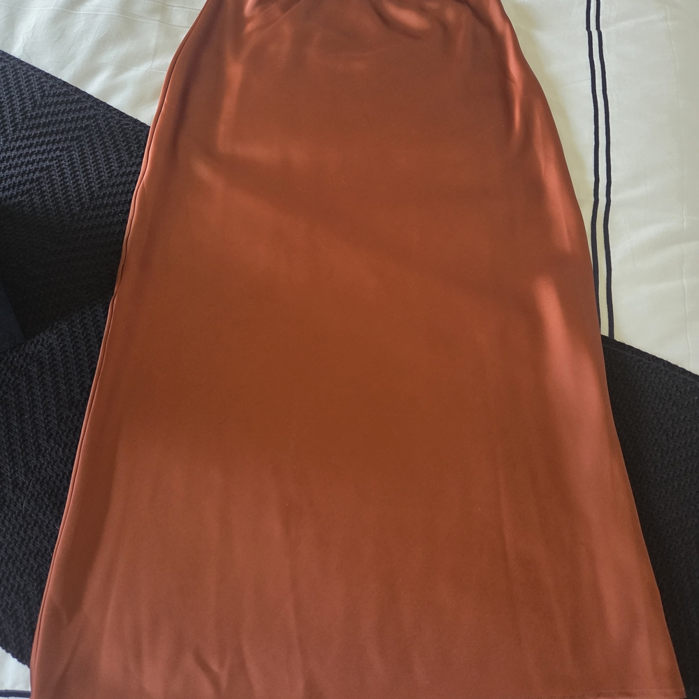 Zara Brown Midi Slip Skirt for Casual Occasions